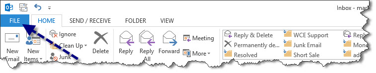Click "File" in Outlook