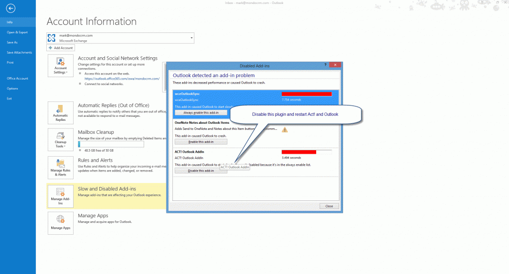Disable act Plugin Office 2013